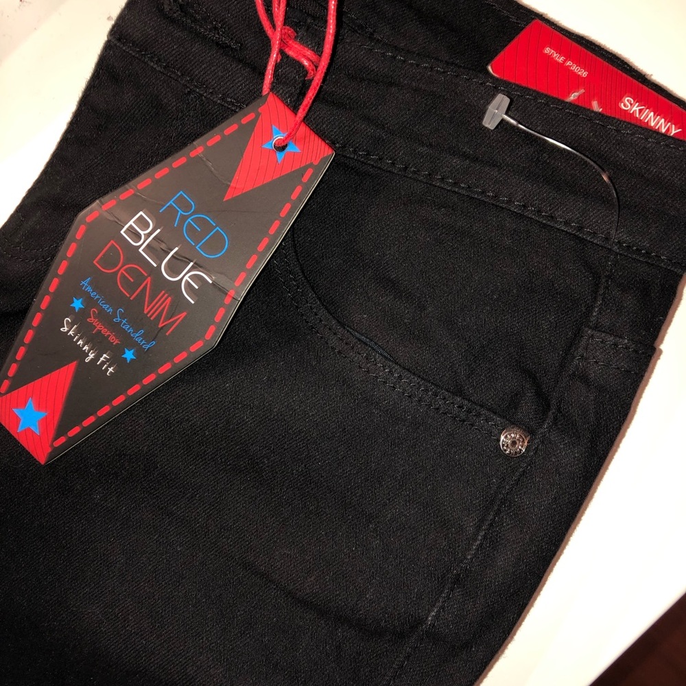 BLACK JEANS RED BLUE BRAND